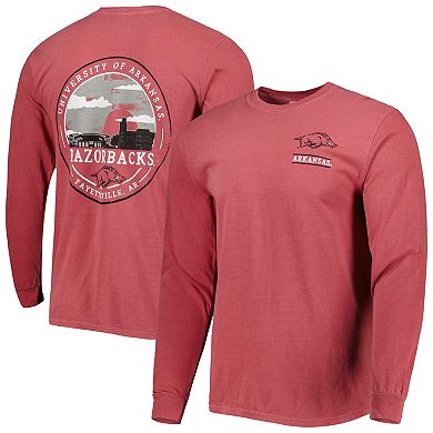 Men's Cardinal Arkansas Razorbacks Circle Campus Scene Long Sleeve T-Shirt