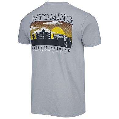 Men's Gray Wyoming Cowboys Campus Scenery Comfort Color T-Shirt