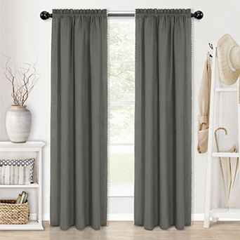 Kate Aurora 2 pc Hamptons Coastal Living Textured Semi Sheer Rod Pocket Curtain Panels