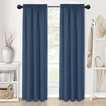 Kate Aurora 2 pc Hamptons Coastal Living Textured Semi Sheer Rod Pocket Curtain Panels