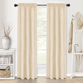 Kate Aurora 2 pc Hamptons Coastal Living Textured Semi Sheer Rod Pocket Curtain Panels