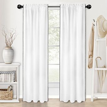 Kate Aurora 2 pc Hamptons Coastal Living Textured Semi Sheer Rod Pocket Curtain Panels