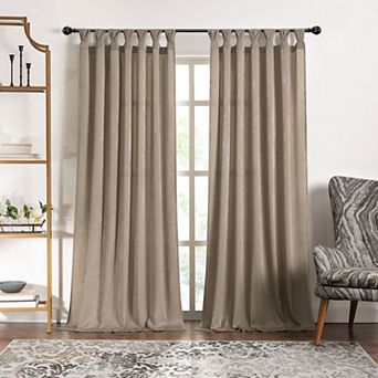 Kate Aurora 2 pc Tulip Tab Top Earth Toned Semi Sheer Curtain Panel Pair