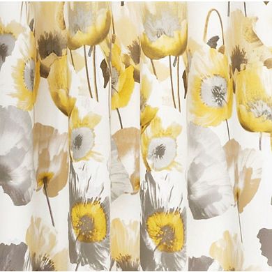 Kate Aurora Chic Living 2 Pack Semi Sheer Poppy Floral Rod Pocket Window Curtains