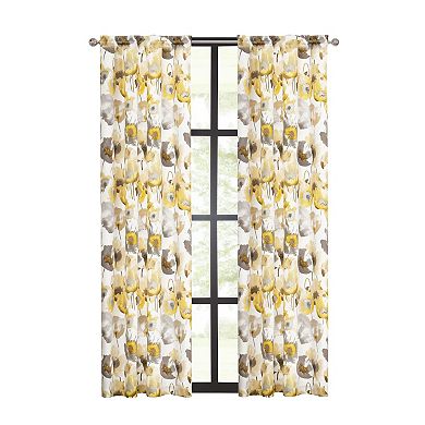 Kate Aurora Chic Living 2 Pack Semi Sheer Poppy Floral Rod Pocket Window Curtains