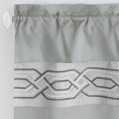 Kate Aurora Pacifico Complete 3 Piece Rod Pocket Embroidered Tier & Valance Kitchen Curtain Set