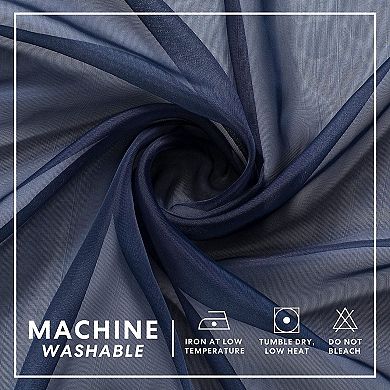 Kate Aurora Simplistic Living 2 Piece Lightweight Rod Pocket Navy Blue Sheer Curtains