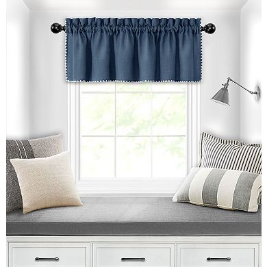 Kate Aurora Coastal Hamptons Living Complete 3 Piece Textured Kitchen Curtain Tier & Valance Set