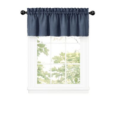 Kate Aurora Coastal Hamptons Living Complete 3 Piece Textured Kitchen Curtain Tier & Valance Set