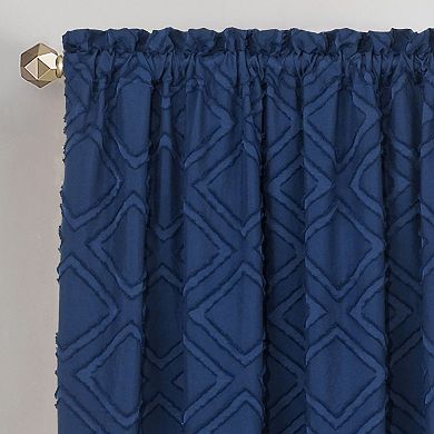 Kate Aurora Contemporary Geometric Shabby Diamond Clipped Rod Pocket Single Window Curtain Panel