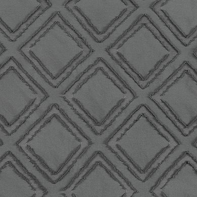 Kate Aurora Contemporary Geometric Shabby Diamond Clipped Rod Pocket Single Window Curtain Panel