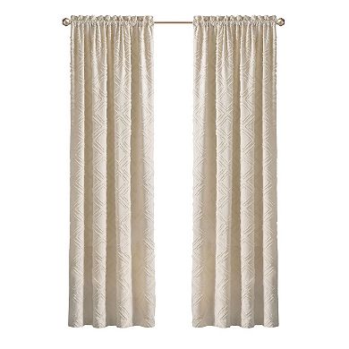 Kate Aurora Contemporary Geometric Shabby Diamond Clipped Rod Pocket Single Window Curtain Panel