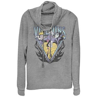 Disney's Villians Juniors' Triangle Group Cowlneck Graphic Lightweight Long Sleeve