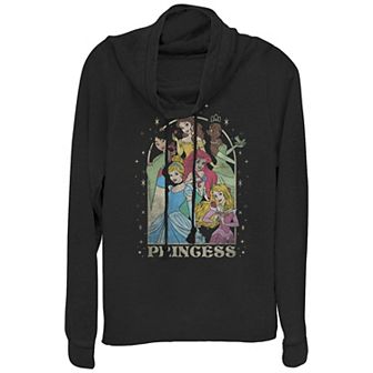 Disney Princess Juniors' Star Cowlneck Graphic Lightweight Long Sleeve