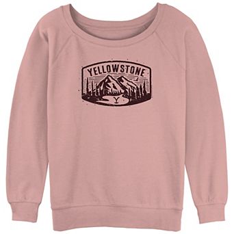 Juniors' Yellowstone Mountains Brand Logo Slouchy Terry