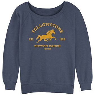 Juniors' Yellowstone Dutton Ranch Montana Horse Slouchy Terry Pullover