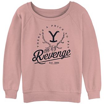 Juniors' Yellowstone There's A Price To Pay For Revenge Slouchy Terry Graphic Pullover