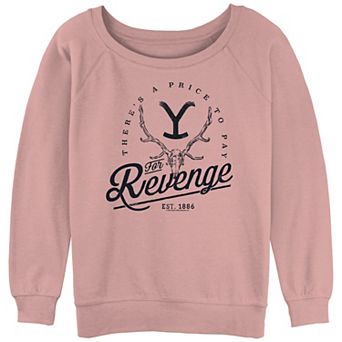 Juniors' Yellowstone There's A Price To Pay For Revenge Slouchy Terry Graphic Pullover