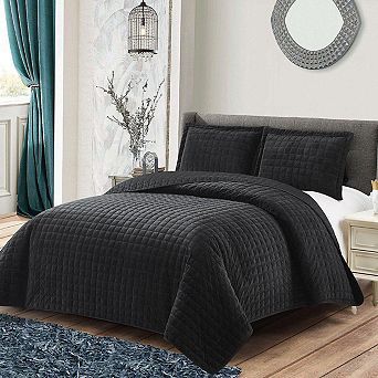 Velvet Bedspread Quilt Set - Plush