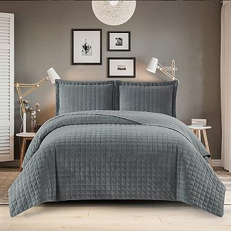 Velvet Bedspread Quilt Set - Plush