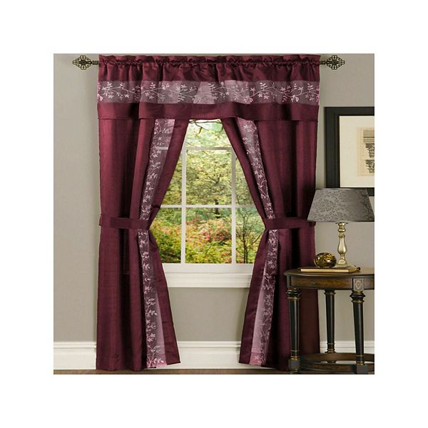 Kate Aurora Complete 5 Piece Embroidered Floral Attached Window in a ...