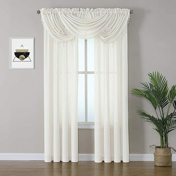 Kate Aurora Living 5 Piece Rod Pocket Sheer Window Curtains & Valances Set