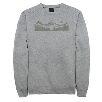 Big & Tall Mountain Scene Draw Lines Graphic Fleece