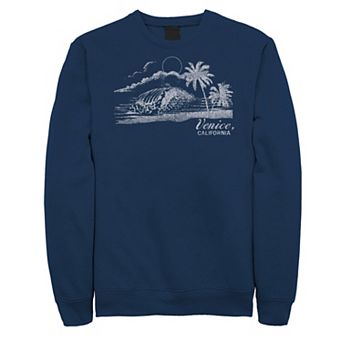 Big & Tall Venice Beach Night Scene Distressed Graphic Fleece