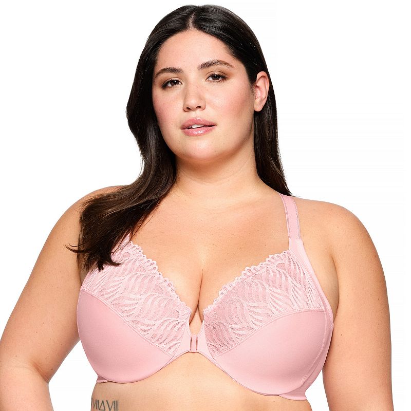 Plus Size Glamorise Full Figure Front-Closure T-Back WonderWire Underwire Bra 1246, Women's, Size: 34 G, Pink Blush