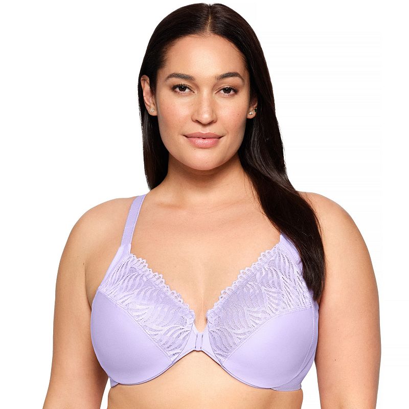 Plus Size Glamorise Full Figure Front-Closure T-Back WonderWire Underwire Bra 1246, Women's, Size: 48 D, Soft Purple