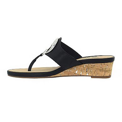 Impo Rocco Women's Memory Foam Thong Wedge Sandals