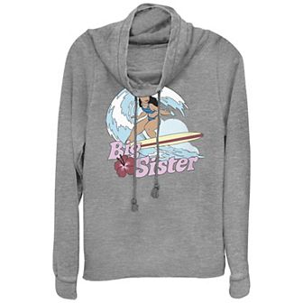 Disney's Lilo & Stitch Juniors' Big Sister Cowlneck Graphic Lightweight Long Sleeve