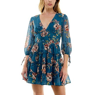 Juniors' Speechless Three Quarter Sleeve Skater Dress