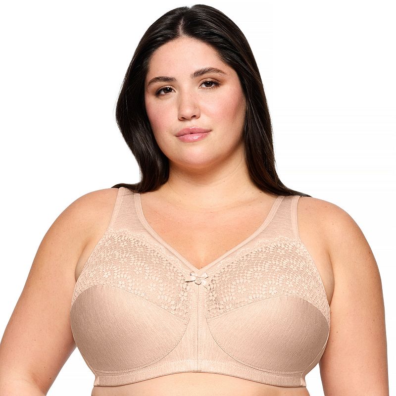 Plus Size Glamorise Full-Figure MagicLift Moisture Control Wirefree Bra 1064, Women's, Size: 50 F, Cafe Grey