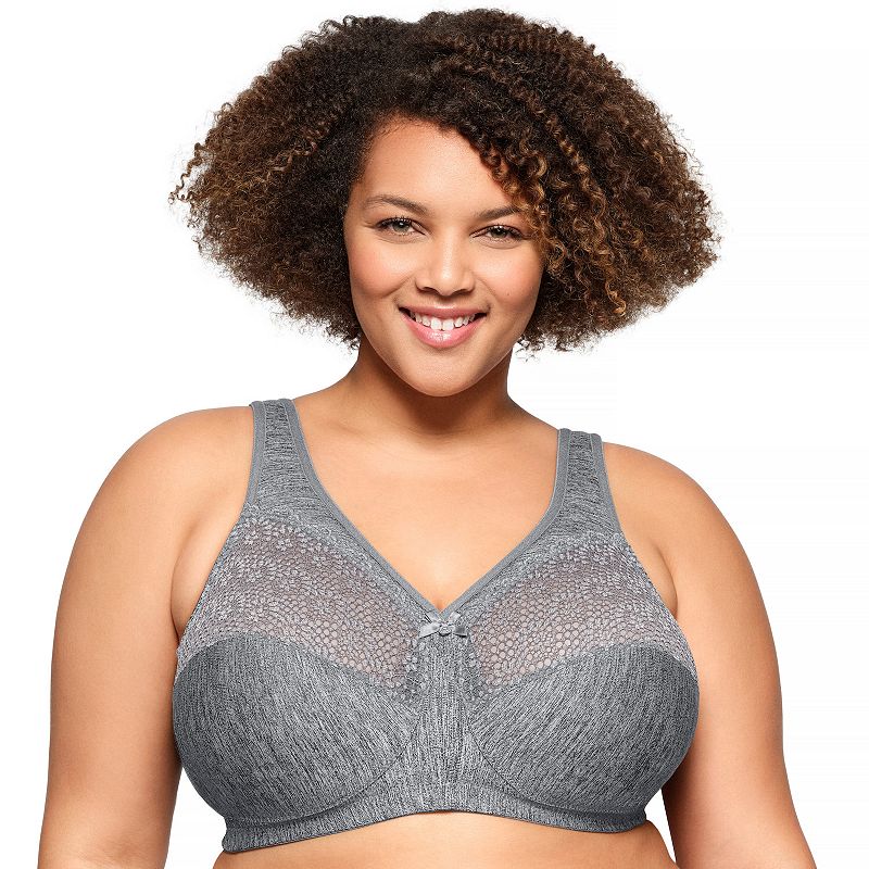 Plus Size Glamorise Full-Figure MagicLift Moisture Control Wirefree Bra 1064, Women's, Size: 42 B, Gray Grey