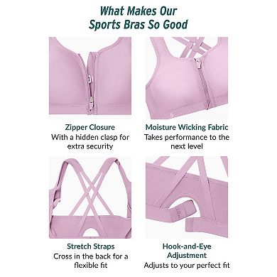 Plus Size Glamorise Full-Figure Zip-Front Wirefree Sports Bra 9266