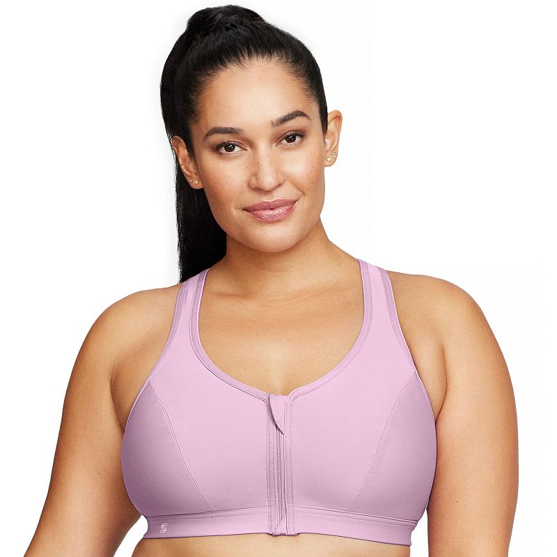 Plus Size Glamorise Full-Figure Zip-Front Wirefree Sports Bra 9266, Women's, Size: 44 Dd, Purple