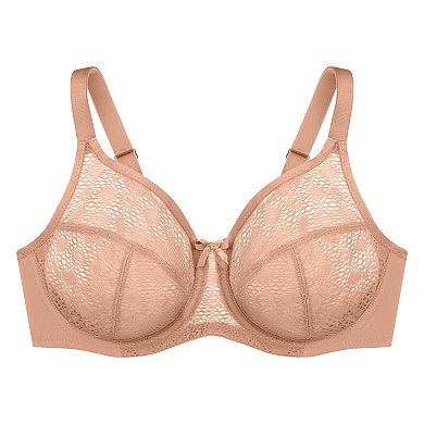 Plus Size Glamorise Full-Figure Lace Comfort WonderWire Underwire Bra 9855