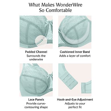 Plus Size Glamorise Full-Figure Lace Comfort WonderWire Underwire Bra 9855