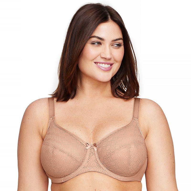 Plus Size Glamorise Full-Figure Lace Comfort WonderWire Underwire Bra 9855, Women's, Size: 48 F, Cappuccino