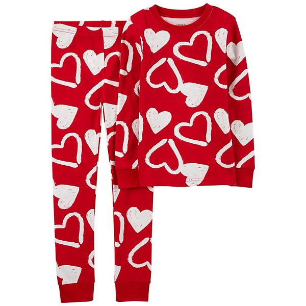 Carter's 4pc Toddler Girl Cherry Heart Print Valentine Theme Pajama Set main image 0