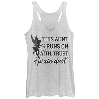 Disney's Peter Pan Juniors' Tinker Bell Aunt Trust And Pixie Dust Recarback Graphic Tank Top Top