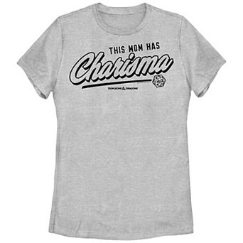 Juniors' Dungeons & Dragons Mother's Day This Mom Has Charisma Script Graphic Tee