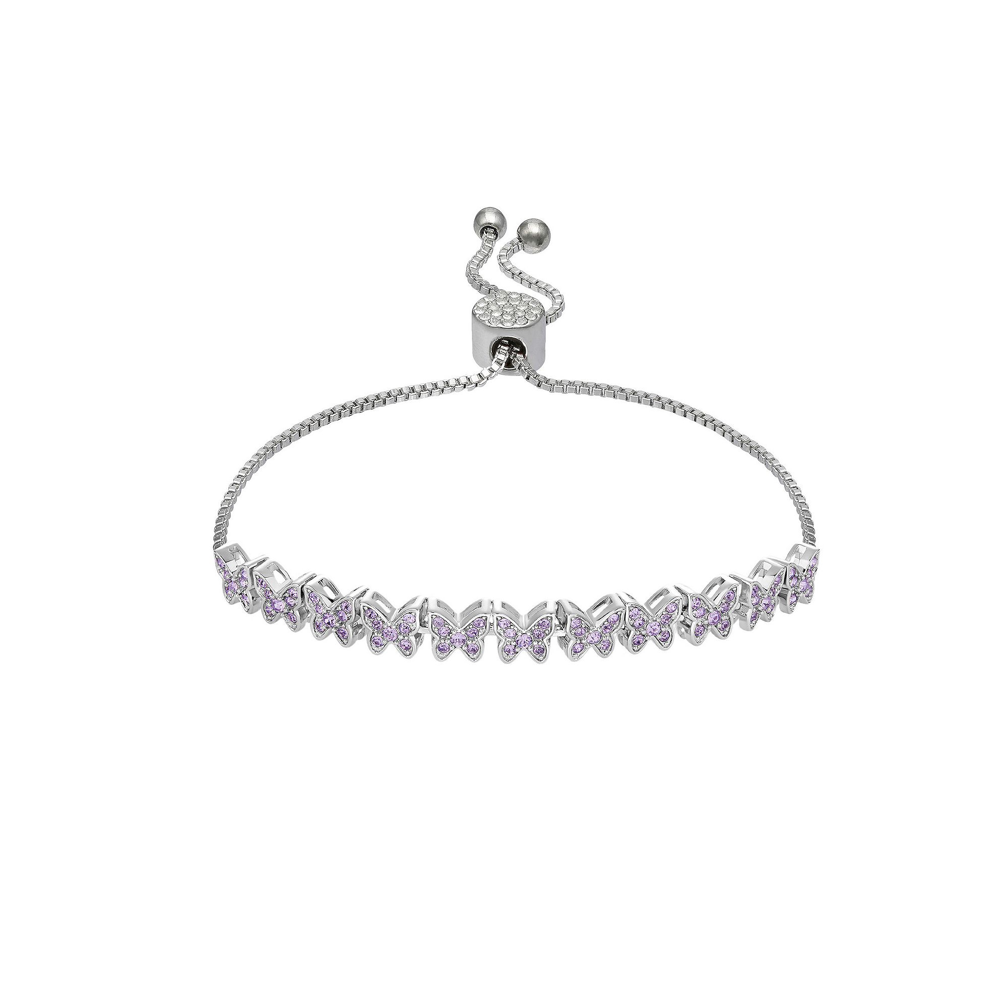 Brilliance Crystal Butterflies Adjustable Bracelet, Womens, Size: 5-9 A