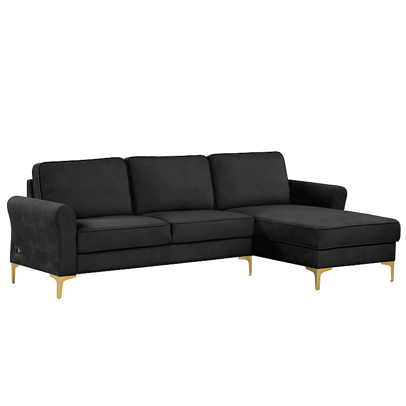 Lifestyle Solutions Landry Sectional Sofa, Black