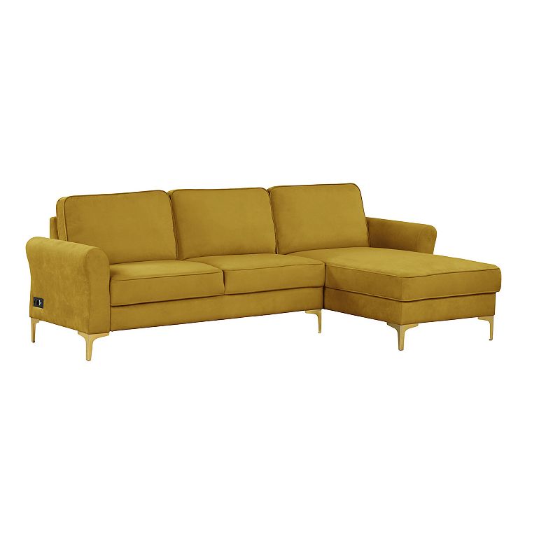 Lifestyle Solutions Landry Sectional Sofa, Yellow