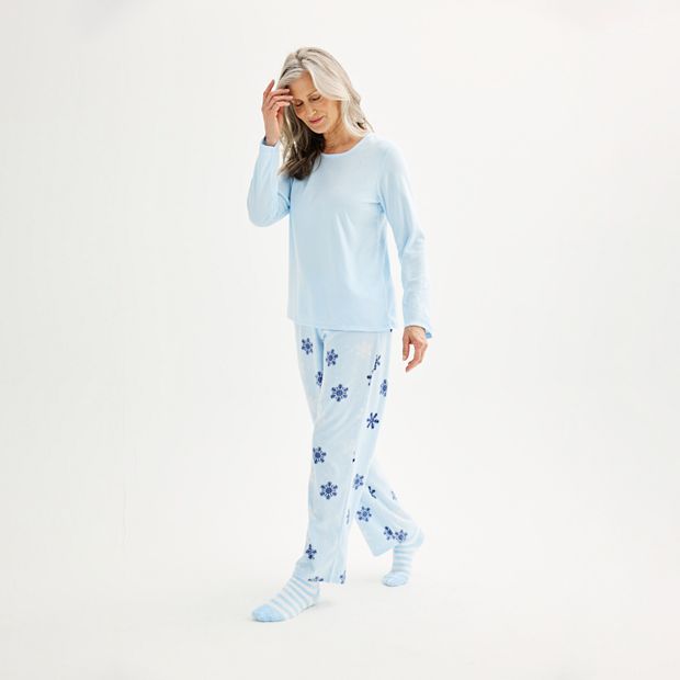 Petite Croft & Barrow® Cozy Fleece Long Sleeve Pajama Top & Pajama