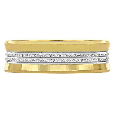 Stella Grace 10k Two Tone White Gold 6 mm Center Motif Wedding Band