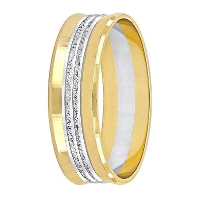 Stella Grace 10k Two Tone White Gold 6 mm Center Motif Wedding Band