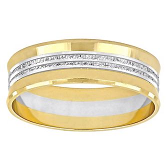Stella Grace 10k Two Tone 6 mm Center Motif Wedding Band